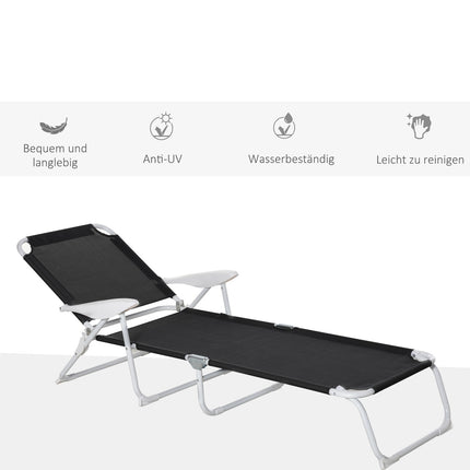 Folding garden chair, 4-tier mesh black