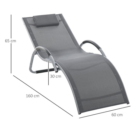 Ergonomická hliníková zahradní židle s polstry, šedá