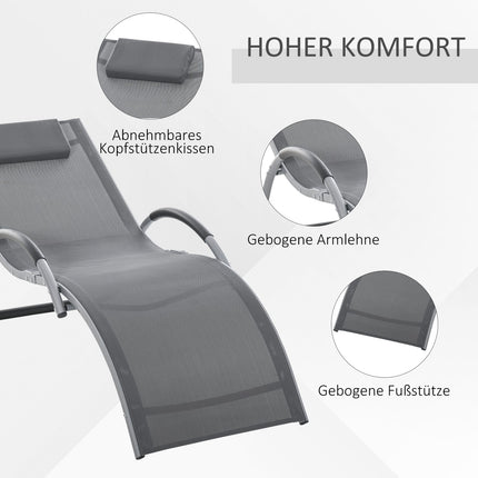 Ergonomická hliníková zahradní židle s polstry, šedá
