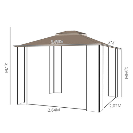 Zahradní pavilon, stan s dvojitou střechou 3.65x3M a síťkou