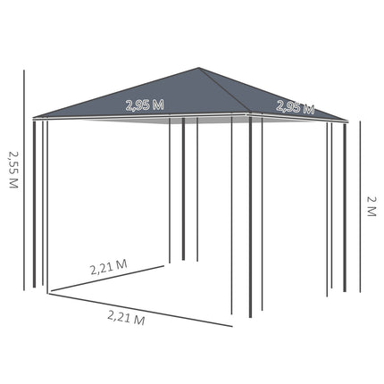 Zahradní pavilon stan 3x3M, ocelový rám, šedý polyester