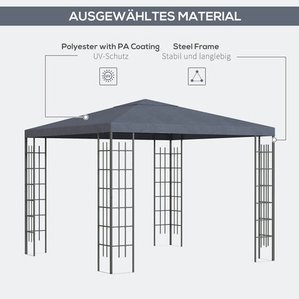 Zahradní pavilon stan 3x3M, ocelový rám, šedý polyester