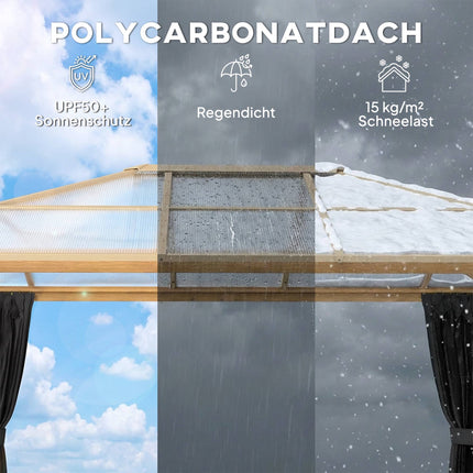 Gartenpavillon 4x3m, Polycarbonatdach, Aluminiumrahmen