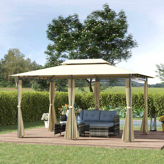 Zahradní pavilon dvojitá střecha 3x4m béžový pro venkovní akce