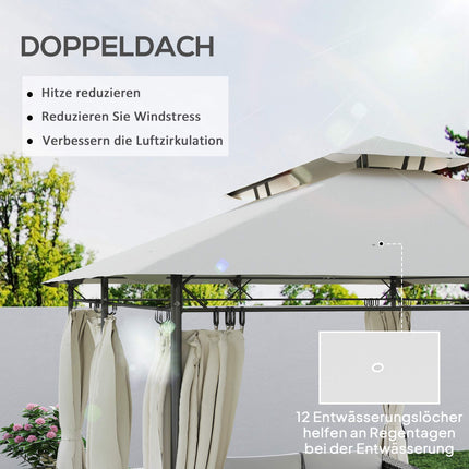 Zahradní pavilon s dvojitou střechou, voděodolný, 4x3m, krémová