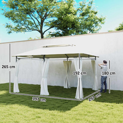 Zahradní pavilon s dvojitou střechou, voděodolný, 4x3m, krémová