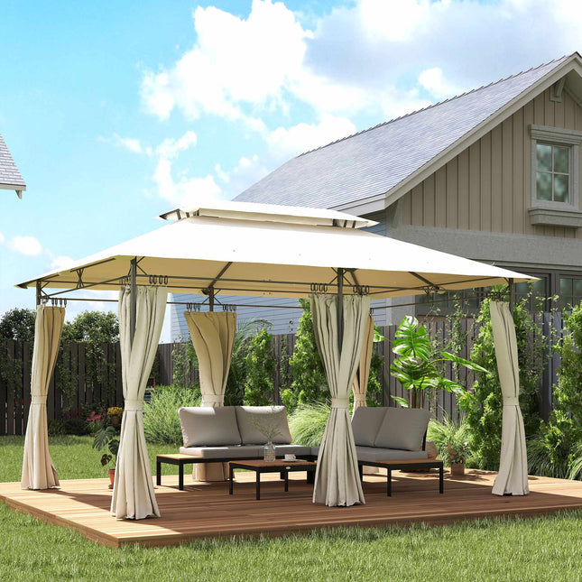 Zahradní pavilon s dvojitou střechou, voděodolný, 4x3m, krémová