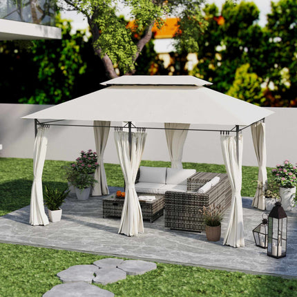 Zahradní pavilon s dvojitou střechou, voděodolný, 4x3m, krémová