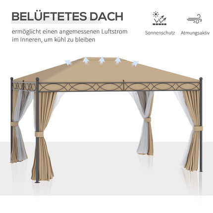 Zahradní pavilon stan s bočními stěnami a moskytiérou, béžový