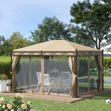 Zahradní pavilon stan s bočními stěnami a moskytiérou, béžový