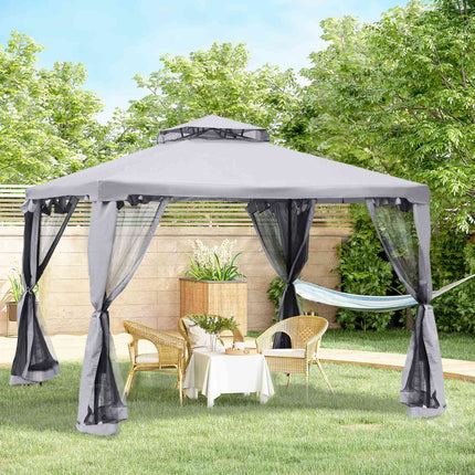 Weatherproof outdoor garden pavilion tent, 3x3x2.6m, light grey