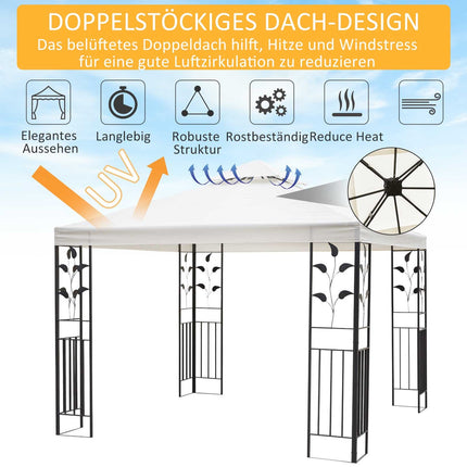 Zahradní pavilon stan, listový design, ocelový rám, 2.95x2.95M