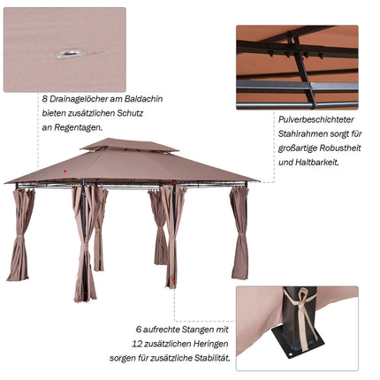 Zahradní pavilon a párty stan, dvojitá střecha, 3x4M, khaki