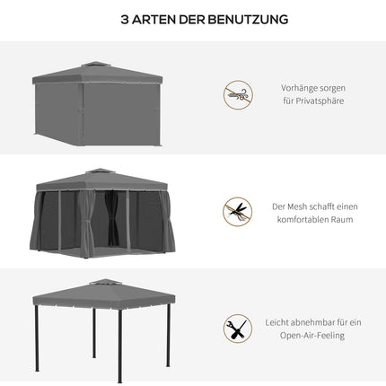 Garden pavilion tent, 2.96m, double roof, mosquito net