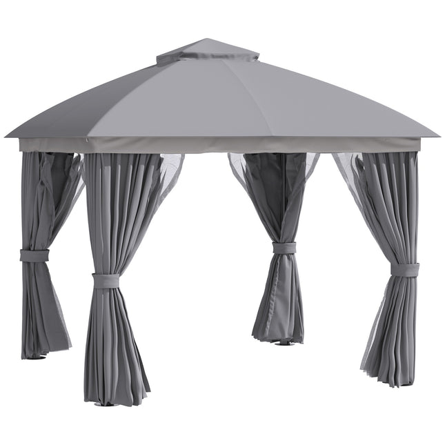 Tuinpaviljoen Paviljoen 3 X 3 M Tuintent Met Dubbel Dak Partytent Met 4 X Zijpanelen Klamboe Weerbestendig Aluminium Polyester