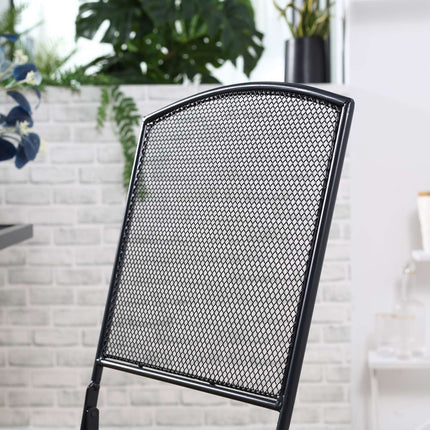 Třídílný šedý kovový bistro set – stůl a skládací židle