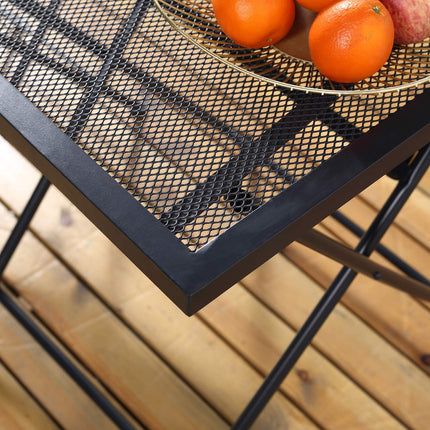 Třídílný šedý kovový bistro set – stůl a skládací židle