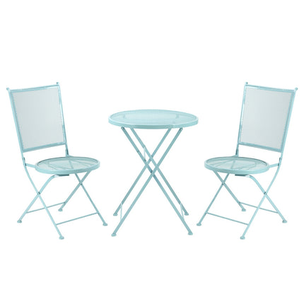 Bistro set pro 2, skládací židle a stůl z kovu, modrá