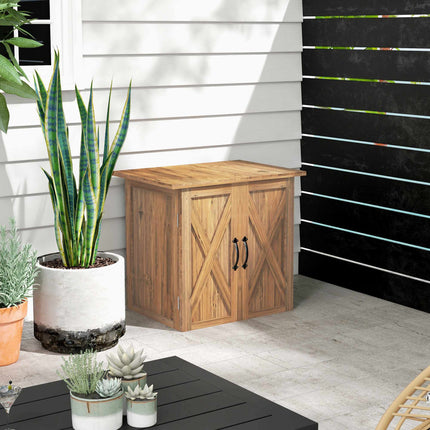 Garden Shed, Double Doors, Natural Wood, 77x55x72 cm, Brown