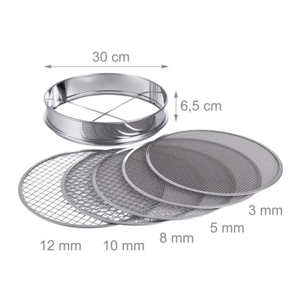 Zahradní síto 5 v 1, sada, nerezová ocel, Ø 30 cm