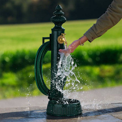 Garden Standing Fountain, 83 cm – Tap, Basin, Hose Holder