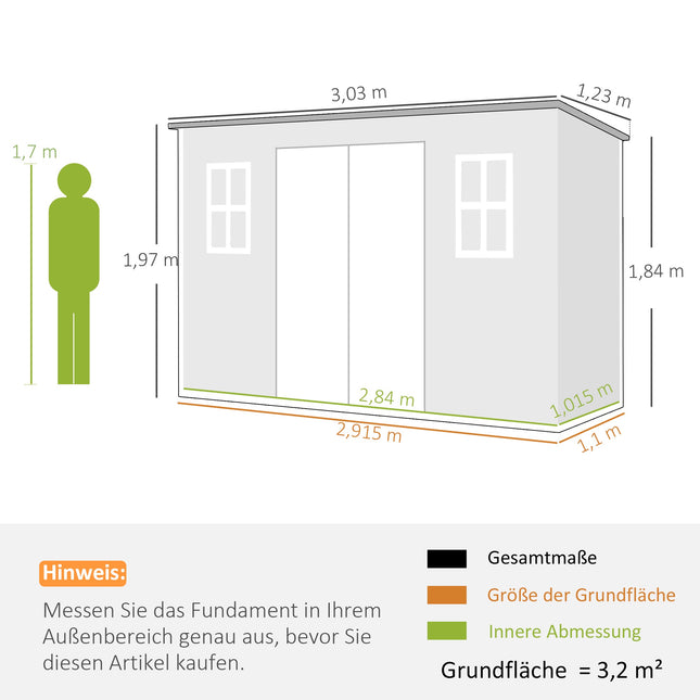 Zahradní domek s okny a uzamykatelnými dveřmi, 3.2m²