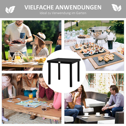 Compact outdoor dining table for 4 - Black aluminum 80x80x74 cm