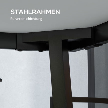 Outdoor dining table for 6, wood look, steel frame, grey