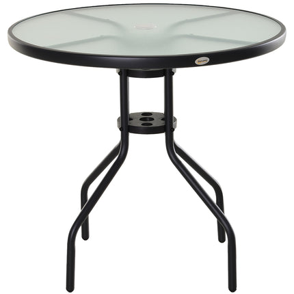 Černý bistro stolek - deska z tvrzeného skla, průměr 80 cm
