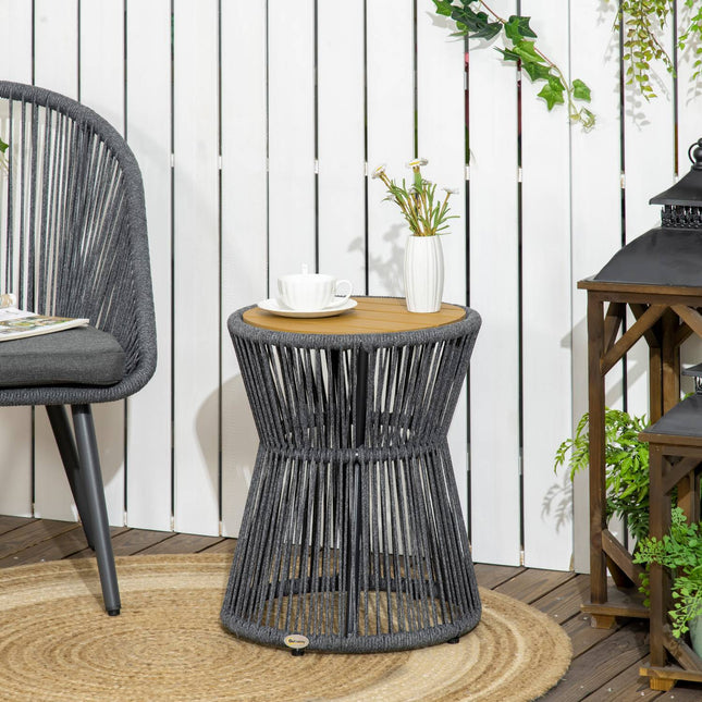 Zahradní bistro stolek, tmavě šedá a přírodní, nastavitelné nožky