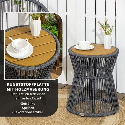 Patio bistro table, dark gray & natural, adjustable feet