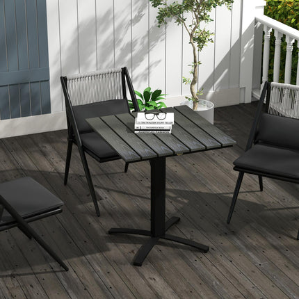 Square balcony dining table, wood look, aluminum grey