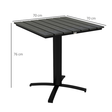 Square balcony dining table, wood look, aluminum grey