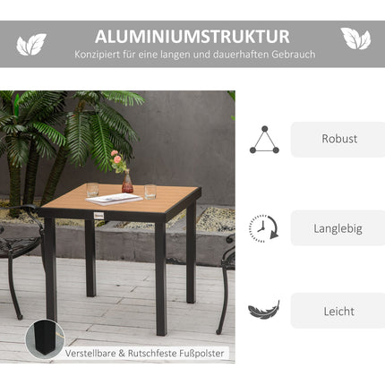Zahradní jídelní stůl pro 4, hliník a snadno udržovatelný plast