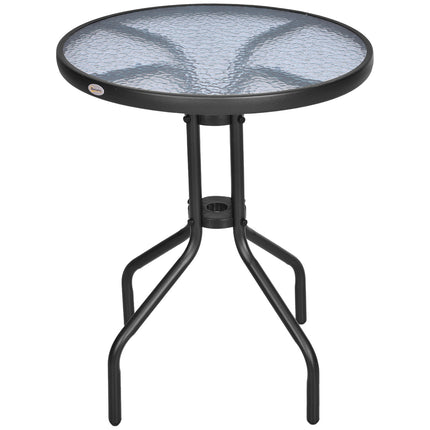 Kulatý zahradní stůl z kovu a skla – Ø60 x V70 cm