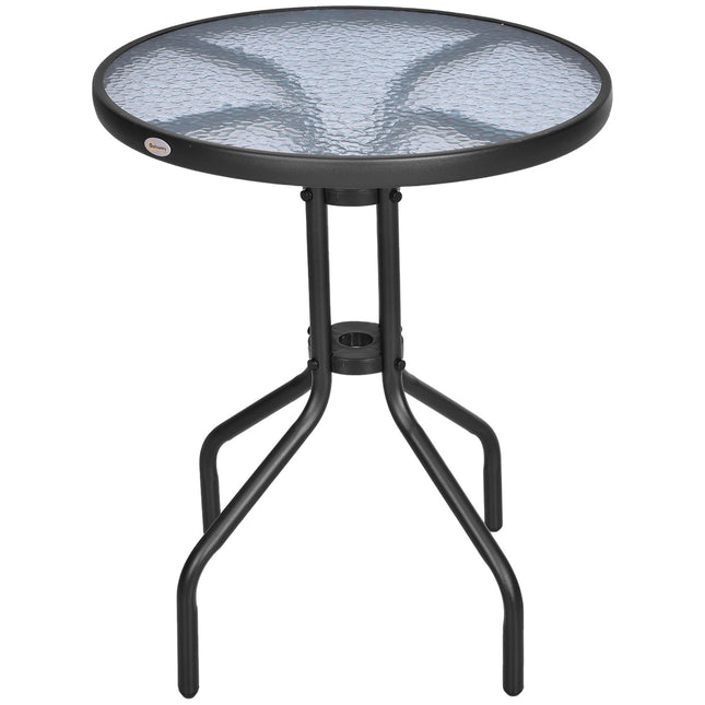 Kulatý zahradní stůl z kovu a skla – Ø60 x V70 cm