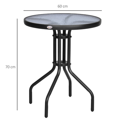 Kulatý zahradní stůl z kovu a skla – Ø60 x V70 cm