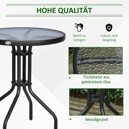 Kulatý zahradní stůl z kovu a skla – Ø60 x V70 cm