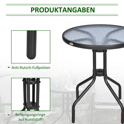 Kulatý zahradní stůl z kovu a skla – Ø60 x V70 cm