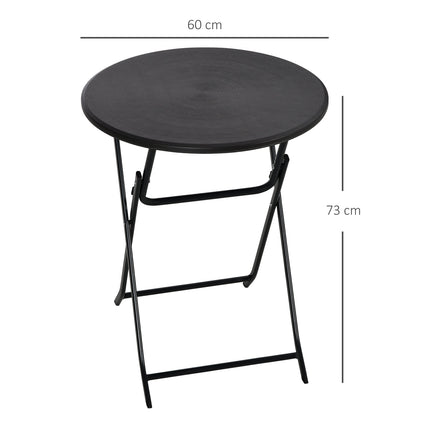 Kulatý skládací zahradní stůl – 60 cm, tmavě šedý vzhled dřeva