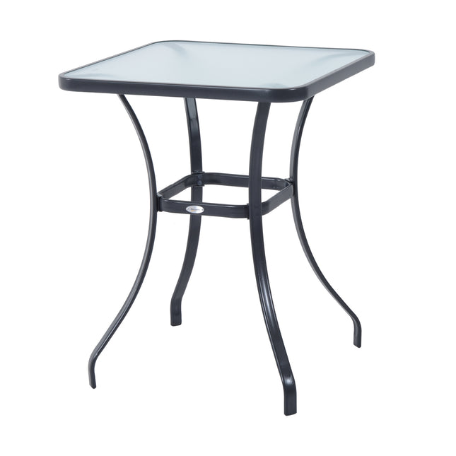 Čtvercový zahradní stůl, odolné sklo, 68.5 cm, černý