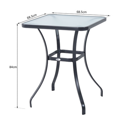 Čtvercový zahradní stůl, odolné sklo, 68.5 cm, černý