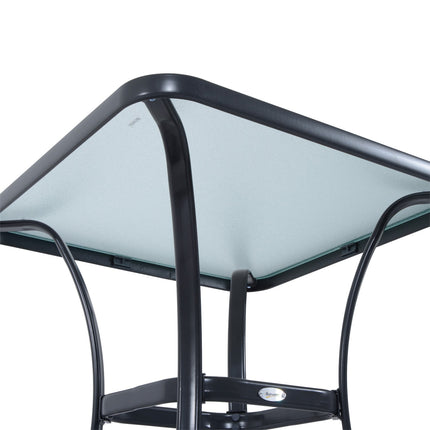 Čtvercový zahradní stůl, odolné sklo, 68.5 cm, černý