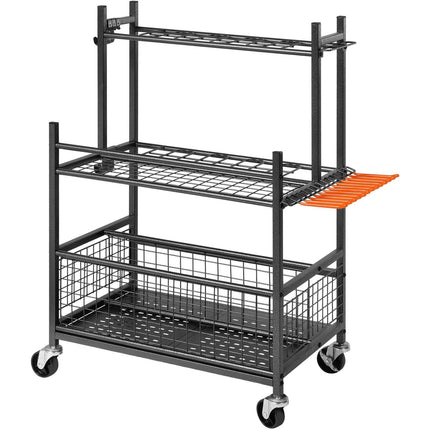 Garden Tool Organizer, 16-Slot Metal Rolling Rack