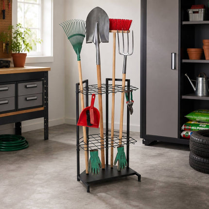 Garden Tool Rack, Steel, Holds 34 Tools, Black