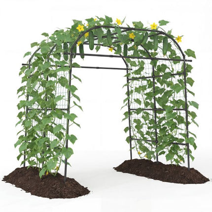 Gartenrankbogen, U-förmig, PE-beschichtetes Metall, Schwarz