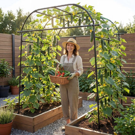 Gartenrankbogen, U-förmig, PE-beschichtetes Metall, Schwarz