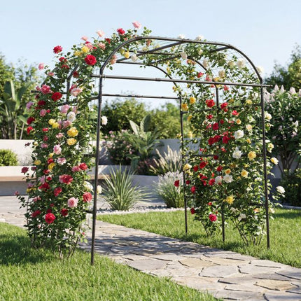 Gartenrankbogen, U-förmig, PE-beschichtetes Metall, Schwarz