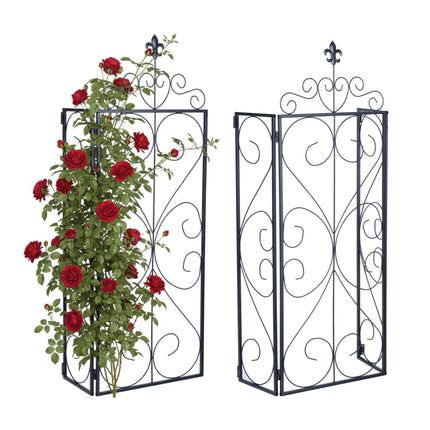 Gartenspalier 2er-Set, Rankhilfe aus Metall zum Aufklappen