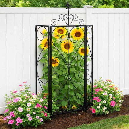 Gartenspalier 2er-Set, Rankhilfe aus Metall zum Aufklappen